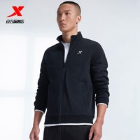 XTEP 特步 运动外套男秋冬男装运动服针织开衫卫衣休闲立领夹克加绒上衣