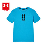 UNDER ARMOUR安德玛童装夏季儿童男女童运动短袖T恤透气亲肤舒适运动上衣短袖 湖蓝色 160cm