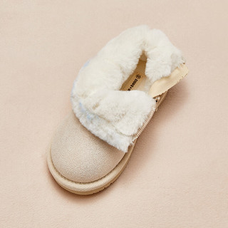 戴维贝拉（DAVE＆BELLA）女童雪地靴加绒宝宝鞋子儿童靴子洋气小童棉靴冬童鞋 米白 22（鞋内长14.6cm）