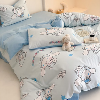 Sanrio 三丽鸥 床上四件套纯棉100%纯棉卡通学生宿舍家用单双人全棉床单被套被罩 玉桂狗 1.8-2m床单款（被套2*2.3m）