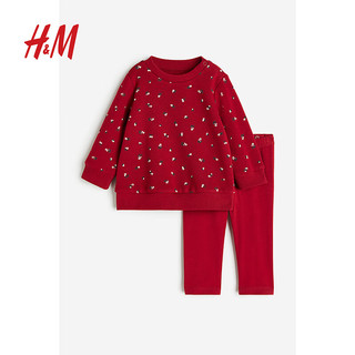 H&M 童装女婴幼童2件式套装1206366 红色/花卉 80/48