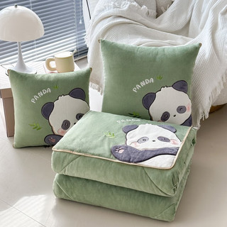 南极人 Nanjiren）多功能抱枕被子二合一车用加厚冬天珊瑚豆豆绒大号办公室午睡毯子 NS熊猫-橄榄绿