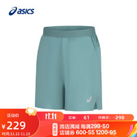 亚瑟士ASICS短裤男子梭织5英寸跑步运动裤舒适透气 2011C614-401 蓝绿色 M