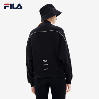 斐乐（FILA）女子运动外套时尚宽松休闲针织长袖上衣女装 正黑色-BK 155/76A/XS
