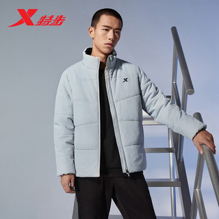 XTEP 特步 棉服男秋冬保暖防风外套877429180055 奶灰色 2XL