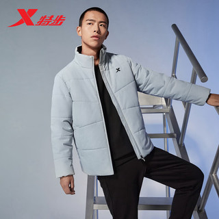 XTEP 特步 棉服男秋冬保暖防风外套877429180055 奶灰色 2XL