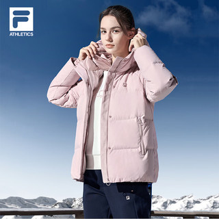 FILA 斐乐女士羽绒服简约基础运动连帽上衣 淡紫红色-PK 180/96A/XXL