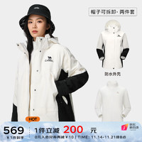 骆驼冲锋衣男三合一抓绒冬防风防水户外登山服硬壳外套女 黑/暖白【男女同款，男拍大1码】 L