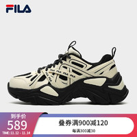 斐乐（FILA）女鞋老爹鞋运动鞋厚底鱼刺鞋休闲鞋 黑/珍珠色-BS 36