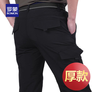 ROMON 罗蒙 休闲裤男宽松透气户外工装长裤登山运动裤男 军绿（厚款） XL