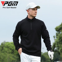 PGM高尔夫服装男士长袖外套 拉链立领亲肤面料 保暖男装polo衫 YF632-黑色 M