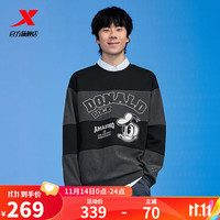 XTEP特步【商场同款】迪士尼唐老鸭授权系列卫衣男塑型科技977429920315 正黑色/松墨灰 S