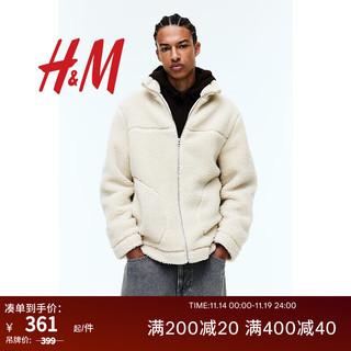 H&M 男装休闲柔软标准版型泰迪绒外套1191780 浅米色 175/100A