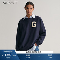 GANT甘特冬女士简约纯色字母印花长袖卫衣4200738 433夜蓝色 S