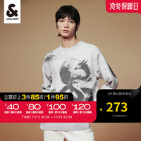 杰克·琼斯（JACK&JONES）冬季新年款宽松国潮水墨风图案圆领套头针织衫224124002 A06雪白色 165/88A/XS