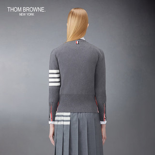 THOM BROWNE女士四条纹棉质V领开衫 中灰色 38