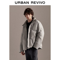 UR冬季男时尚休闲简约立领竖纹肌理感羽绒服UMU130014 灰绿 XL