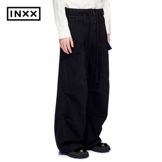 英克斯（inxx）超脱系列 时尚潮牌宽松休闲牛仔裤直筒裤XCD4221303 黑色 XS
