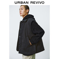 UR冬男装潮牌机能高街休闲百搭翻领无袖棉服UML130028 正黑 S