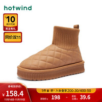 热风冬季女士时尚加绒加厚奶呼呼面包靴东北雪地靴 02棕色 34(正码)