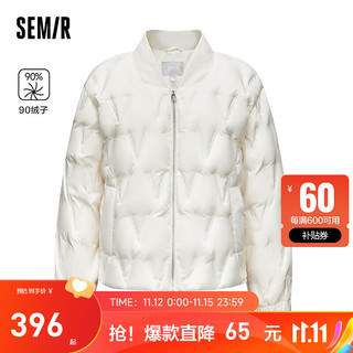 Semir 森马 轻松羽绒|商场同款森马羽绒服女棒球领冬季2023宽松轻薄外套 奶白10534 175/96A/XXL