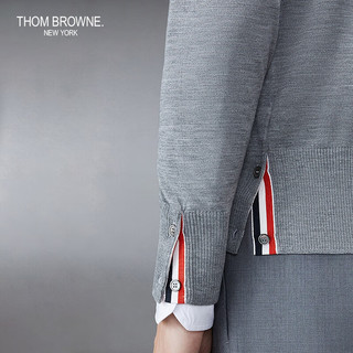 THOM BROWNE男士经典四条纹羊毛V领针织衫开衫 淡灰色 1