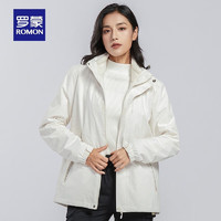 罗蒙【一衣四穿】三合一冲锋夹克女秋季户外登山服防风短外套 银杏白 M