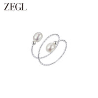 ZEGL淡水珍珠碎银子戒指女小珠2023指环复古开口食指戒子 珠光萦绕戒指 开口可调节