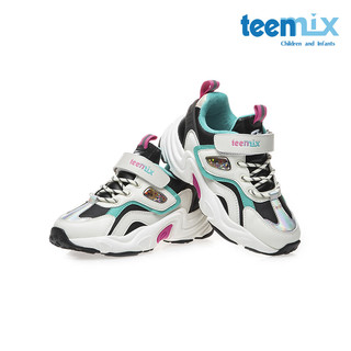 天美意（TEENMIX）天美意/Teenmix童鞋加绒保暖运动鞋2023冬皮面防水耐磨跑步鞋潮鞋  米色  米色 35