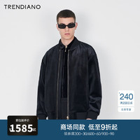 TRENDIANO经典系列金线刺绣丝绒拉链外套男潮 黑色090 XL