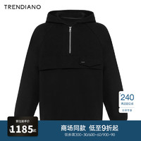 TRENDIANO 拼接设计连帽廓形休闲卫衣男潮 黑色090 M