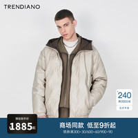 TRENDIANO字母压花微阔连帽羽绒服外套男 浅杏880 2XL