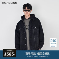 TRENDIANO复古廓形翻领纯棉牛仔外套男潮 深灰060 M