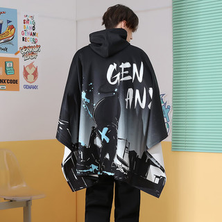 闪电潮牌（GENANX）蝙蝠袖卫衣特宽松个性衣服潮流原创 黑色 S