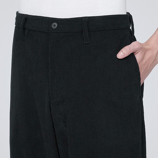 无印良品MUJI 男式 针织灯芯绒 无褶 裤 男士长裤子男款休闲裤 AE0WBC3A 黑色 XL（180/92A）
