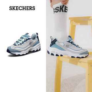 SKECHERS 斯凯奇 老爹鞋女士小白鞋增高厚底休闲鞋子百搭运动鞋透气熊猫鞋 GYBL灰蓝 37