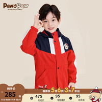 PawinPaw【商场同款】小熊童装23年春男童棉服冲锋衣加绒 红色/20 160
