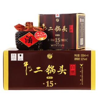 牛栏山 二锅头 精品 15 52%vol 清香型白酒 500ml*4瓶 整箱装