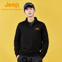 Jeep（吉普）卫衣男保暖半开襟立领针织毛衣男式长袖t恤外套4347