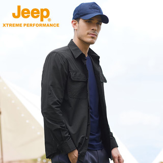 Jeep（吉普）长袖衬衫男防风保暖休闲外套户外防泼水时尚百搭运动男装