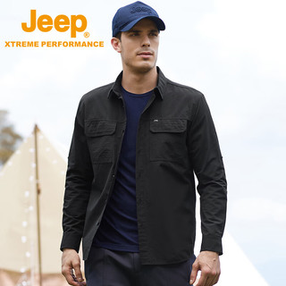 Jeep（吉普）长袖衬衫男防风保暖休闲外套户外防泼水时尚百搭运动男装