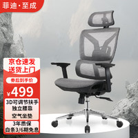 菲迪-至成人体工学椅电脑椅子可躺电竞椅久坐舒适家用办公座椅老板椅学习椅 181空气坐垫+3D腰托+3D扶手+灰