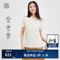 KOLON SPORT/可隆速干POLO衫 女子户外防晒UPF50+抗菌极简商务空气短袖 LKPT3MTT54-MK 奶白 165/M