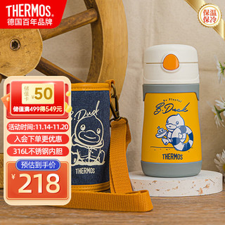 THERMOS 膳魔师 保温杯 儿童保温杯 吸管杯 学饮杯 婴儿水杯小黄鸭305ml牛仔