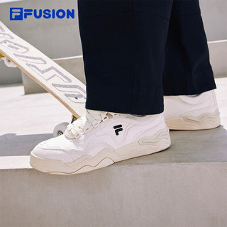 FILA FUSION斐乐潮牌男鞋KICK专业滑板鞋波浪底板鞋 奶白-GD 40