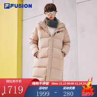 FILA FUSION斐乐潮牌款长款羽绒服保暖连帽上衣 暖糖咖-BN 180/100A/XL