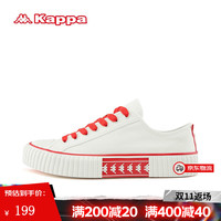KAPPA卡帕帆布鞋女鞋潮流百搭休闲鞋低帮运动板鞋 08D韩国白 35