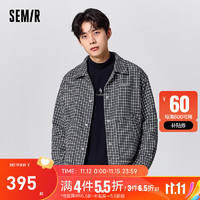 森马（Semir）毛呢男经典格子日常通勤宽松翻领外套 灰色调00322 175/92A/L