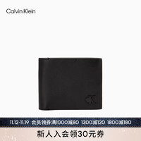 Calvin Klein  Jeans23男士真皮复古商务对折牛皮零钱证件卡包钱包HP2043 001-黑色