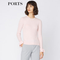 PORTS 宝姿 女装圆领袖口荷叶边装饰套头毛衫SA9K420JKW001 浅粉 M